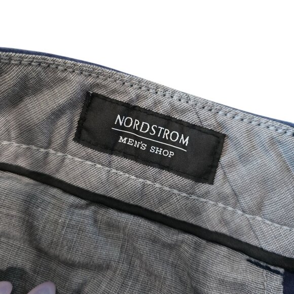 Nordstrom Mens Shop Navy Blue Stretch Cotton Blend Chino Shorts 35W - Picture 4 of 6